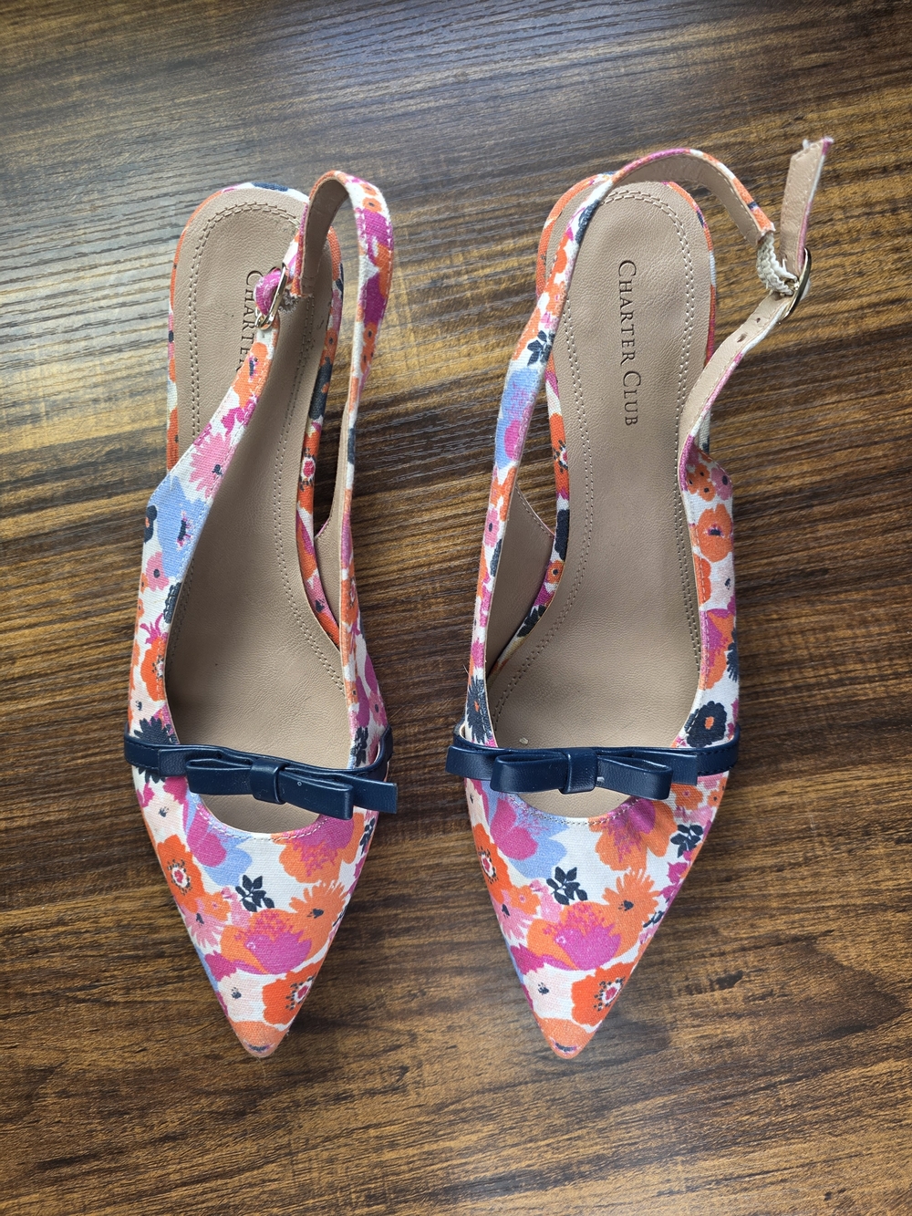 Charter Club Floral Pointed-Toe Slingback Flats in Multicolor